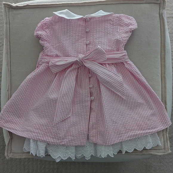 Ralph Lauren | Pink White Striped Special Occasion Summer Dress 6m EUC - Picture 4 of 7